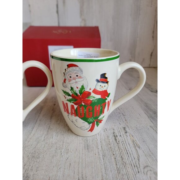 Lenox‎ holiday 14oz naughty nice mugs Xmas home decor set - Picture 3 of 6